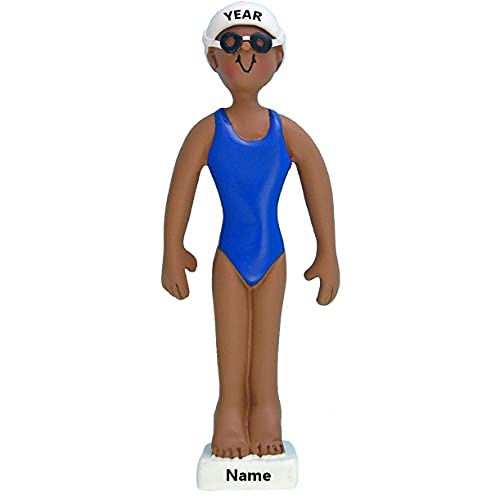 Swimmer Personalized Ornament (Female African American) Default Title