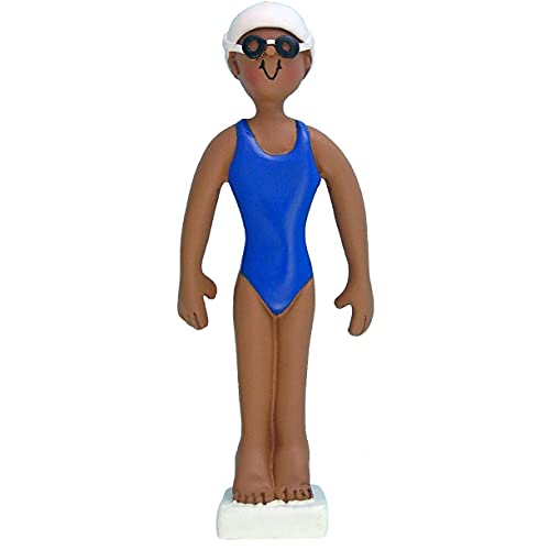Swimmer Personalized Ornament (Female African American)