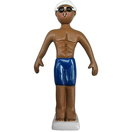 Swimmer Personalized Ornament (Male African American)