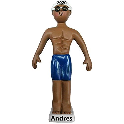 Swimmer Personalized Ornament (Male African American)