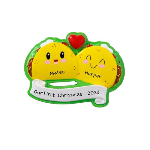 Tacos Family of 2 Personalized Christmas Tree Hanging Ornament