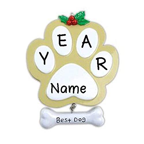 Tan Dog Paw Personalized Ornament