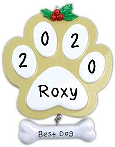 Tan Dog Paw Personalized Ornament