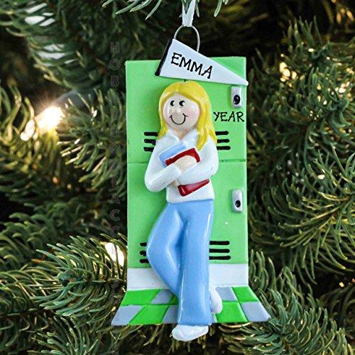 Teenage Blonde Girl at Locker Personalized Ornament Default Title