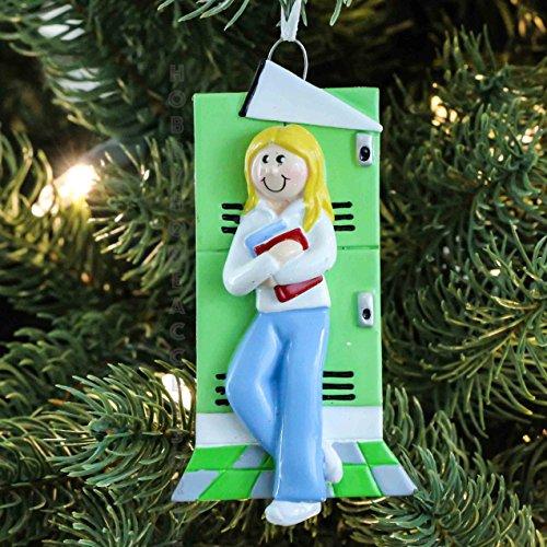 Teenage Blonde Girl at Locker Personalized Ornament