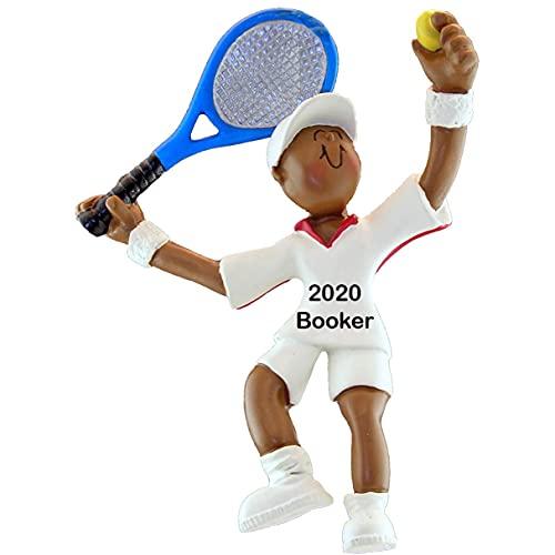 Tennis Boy Personalized Ornament (Male African American)