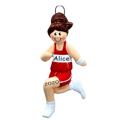 Track Runner Personalized Ornament (Girl Running)