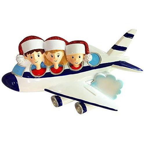 Travel Flight Trip Family Personalized Ornament (Family of 3)