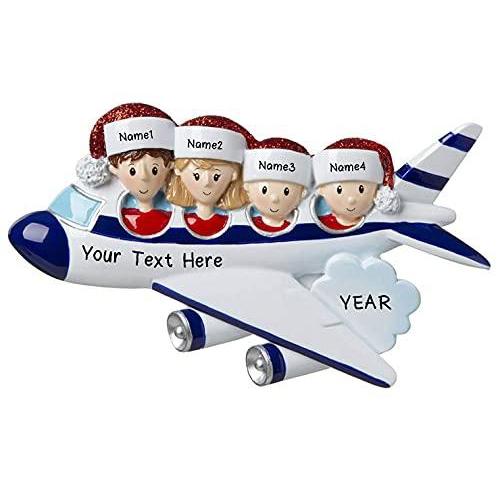 Travel Flight Trip Family Personalized Ornament (Family of 4) Default Title
