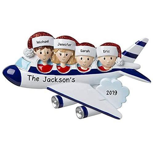 Travel Flight Trip Family Personalized Ornament (Family of 4)