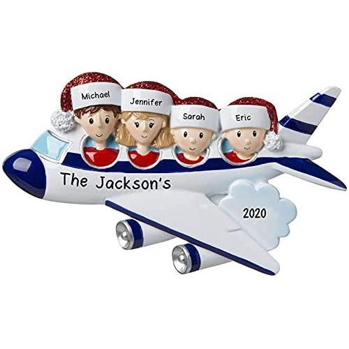 Travel Flight Trip Family Personalized Ornament (Family of 4)