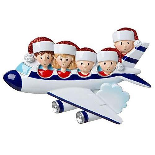 Travel Flight Trip Family Personalized Ornament (Family of 5)