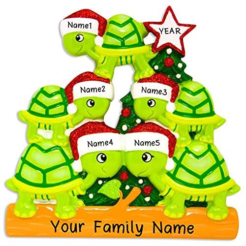 Turtle Family Personalized Ornament (Family of 5)