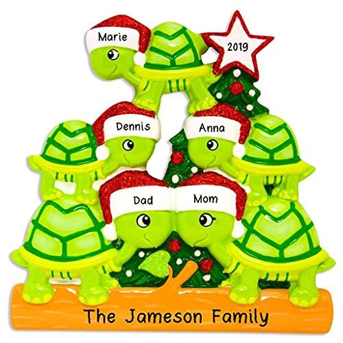Turtle Family Personalized Ornament (Family of 5)