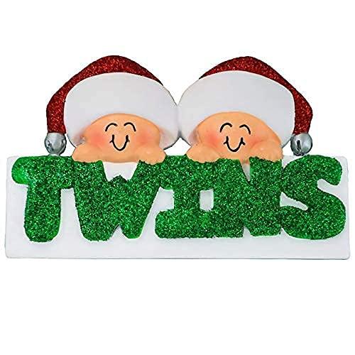 Twins Ornament (Green Glitter Twins)