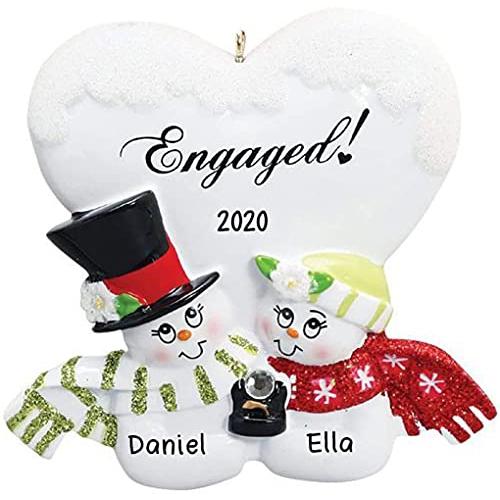 We`re Engaged Personalized Ornament (Engaged Snowman Couple)