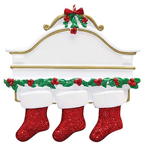 White Mantle Personalized Ornament (Family of 3)