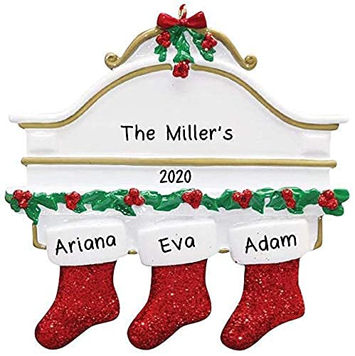 White Mantle Personalized Ornament (Family of 3)