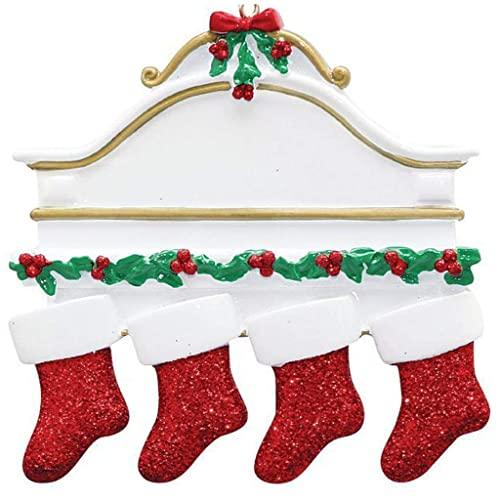 White Mantle Personalized Ornament (Family of 4)