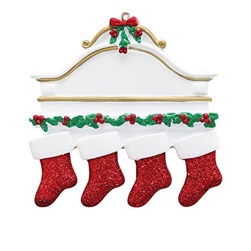 White Mantle Personalized Ornament (Family of 4)