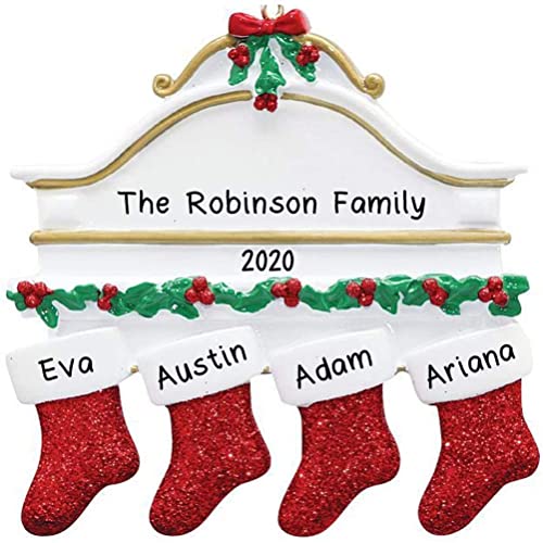 White Mantle Personalized Ornament (Family of 4)