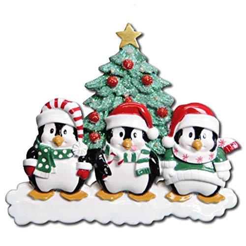 Winter Penguin Family Personalized Ornament (Family of 3)