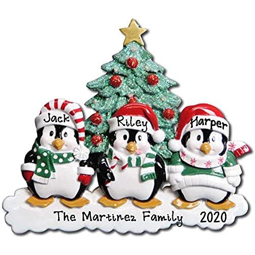 Winter Penguin Family Personalized Ornament (Family of 3)