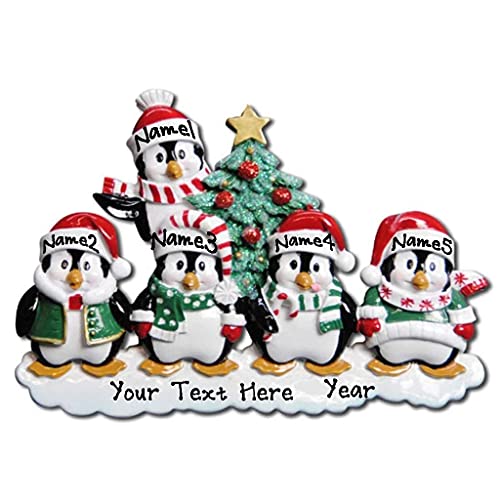 Winter Penguin Family Personalized Ornament (Family of 5) Default Title