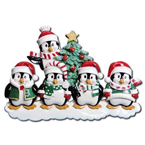 Winter Penguin Family Personalized Ornament (Family of 5)