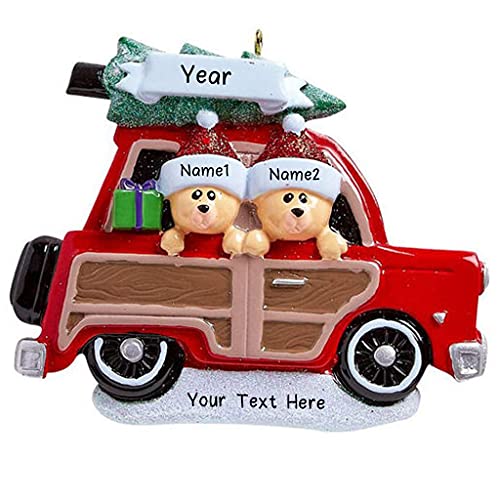 Wood Wagon Family Personalized Ornament (Family of 2)