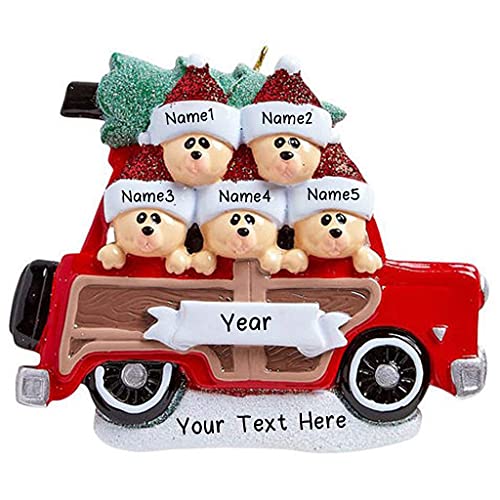Wood Wagon Family Personalized Ornament (Family of 5) Default Title