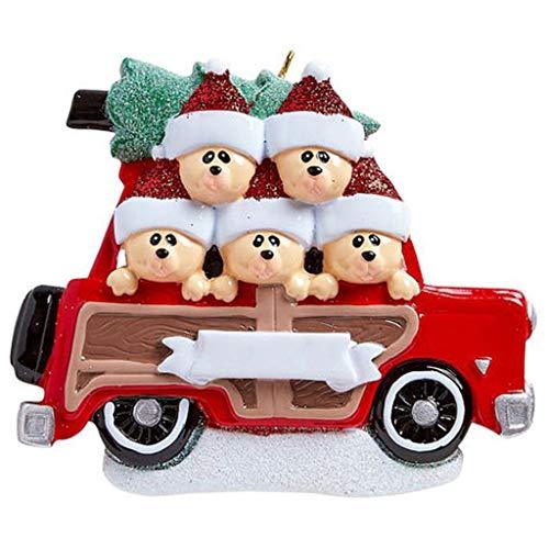 Wood Wagon Family Personalized Ornament (Family of 5)