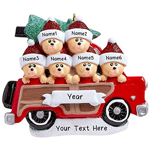 Wood Wagon Family Personalized Ornament (Family of 6) Default Title