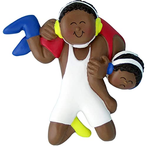 Wrestling Boy Personalized Ornament (Male African American) Default Title