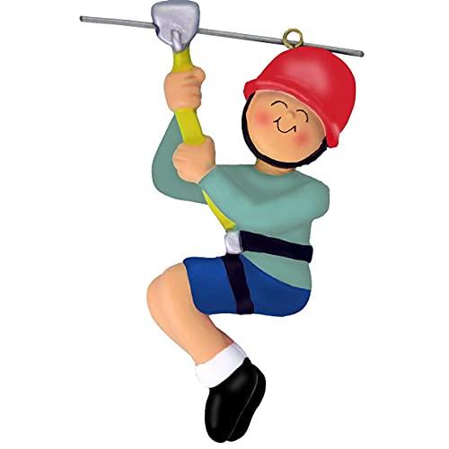 Zipline Boy Personalized Ornament (Male) Default Title