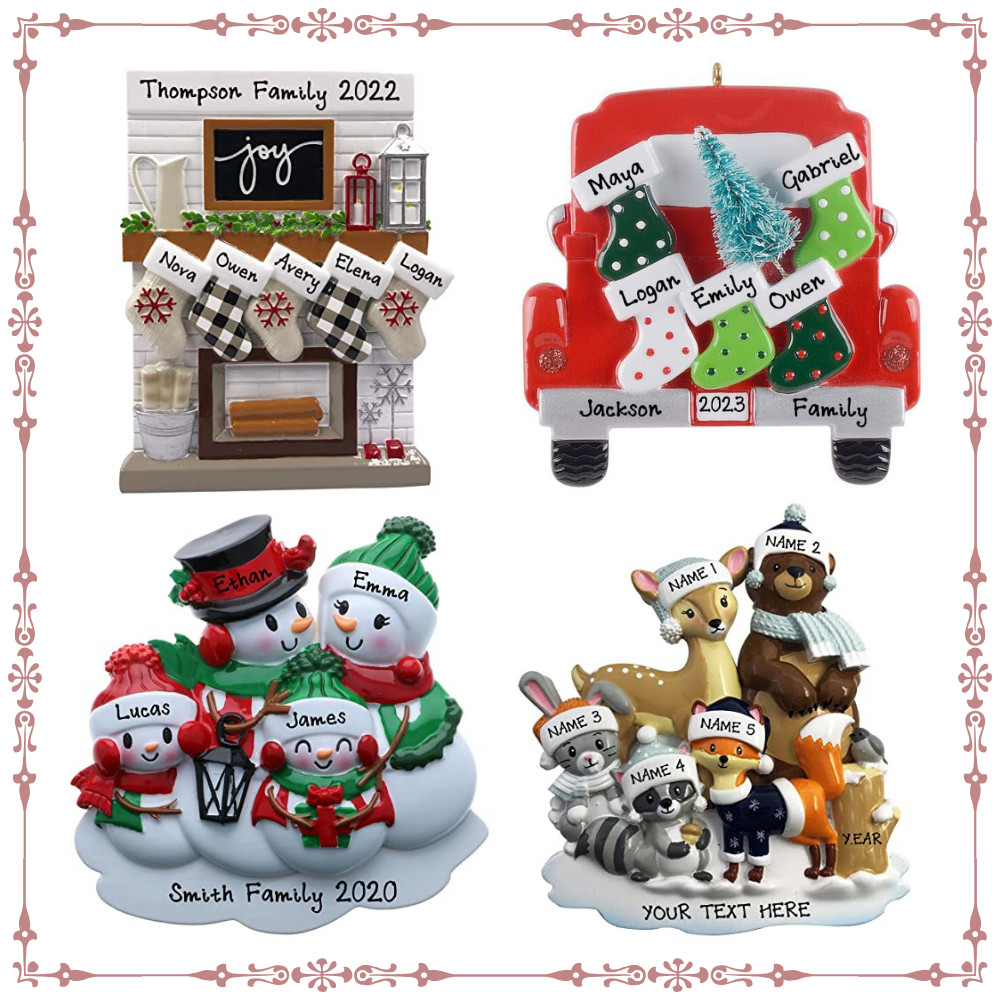 Personalized Family Ornament Set (Family of 5)