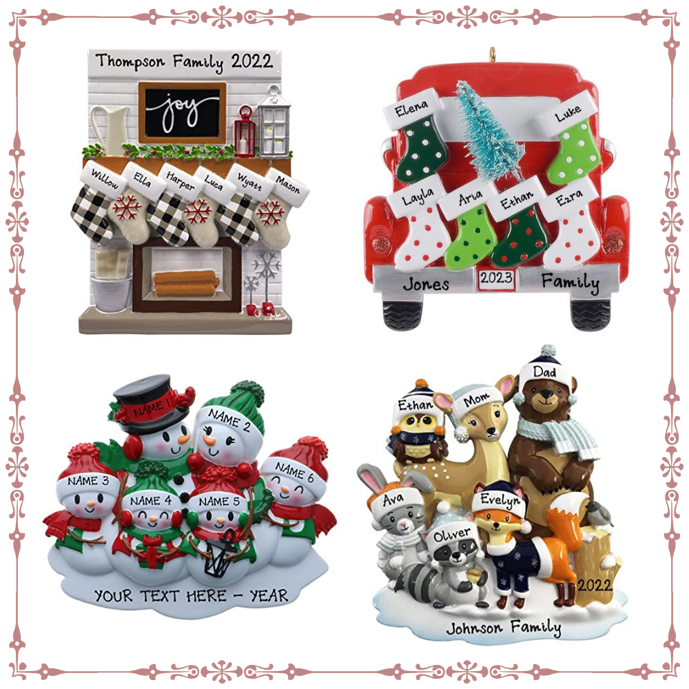 Personalized Family Ornament Set (Family of 6)