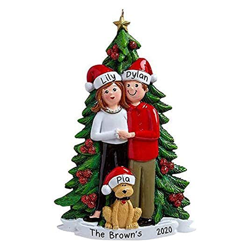 Christmas Dog with Couple Personalized Ornament