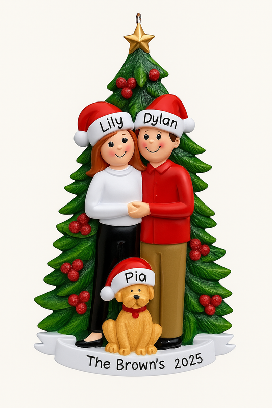 Christmas Dog with Couple Personalized Ornament