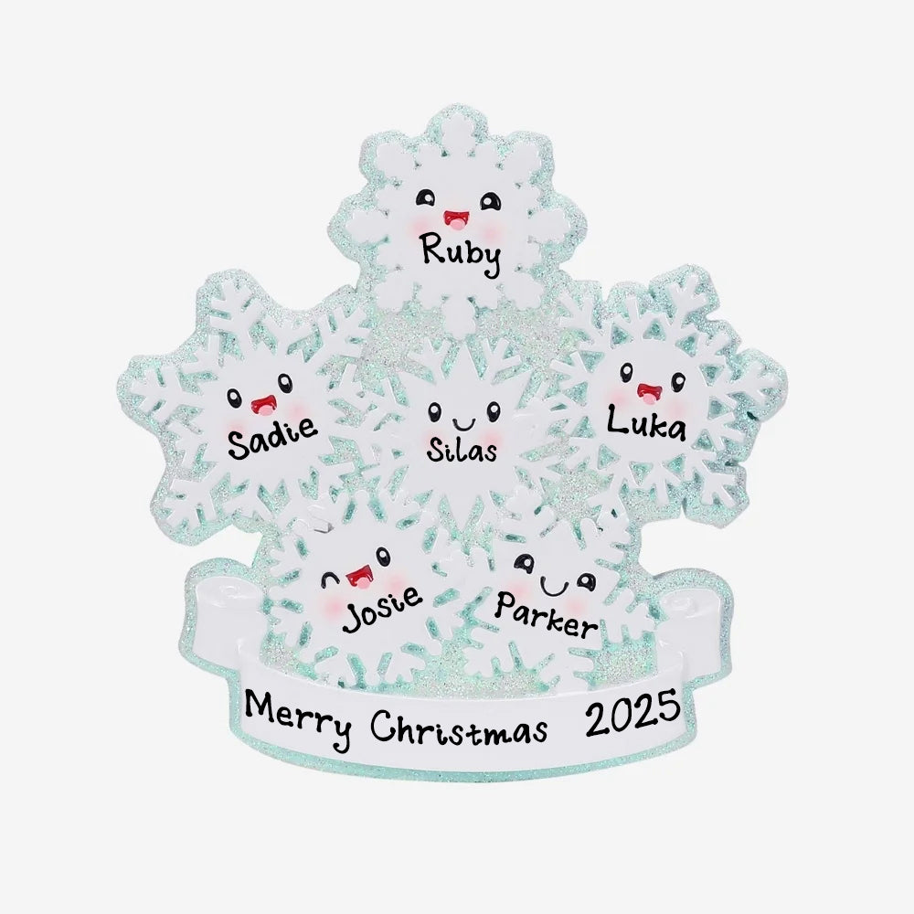 Personalized Snowflake Christmas Ornament (Family of 6)