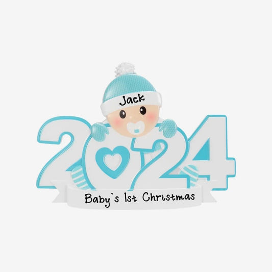 Personalized Baby’s First-New 2024 Christmas Ornament (Blue)