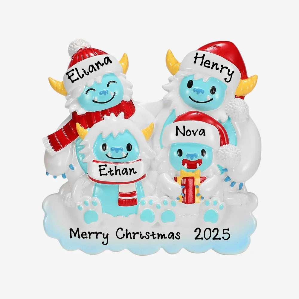 Personalized Yeti (Expecting Baby) Christmas Ornaments (Family of 4)