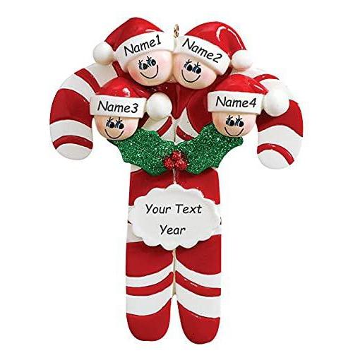 Candy Canes Family Personalized Ornament (Family of 4) Default Title