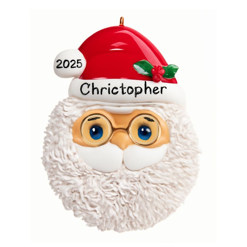 Santa Face Ornament (Santa with Glasses)