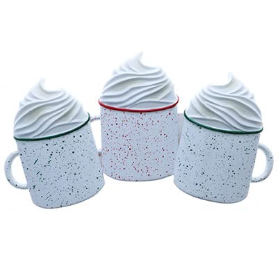 Hot Cocoa with Whipped Cream Personalized Christmas Ornament (Family of 3)