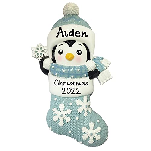 Penguin Personalized Baby`s First Christmas (Baby Boy)