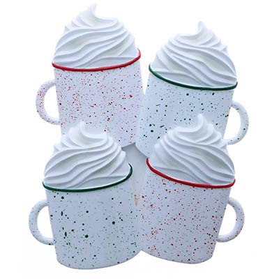 Hot Cocoa with Whipped Cream Personalized Christmas Ornament (Family of 4)