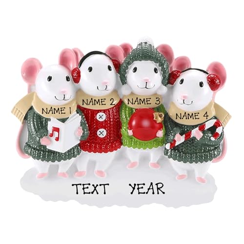 Personalized Family of 4 Mouse Sweater Ornament