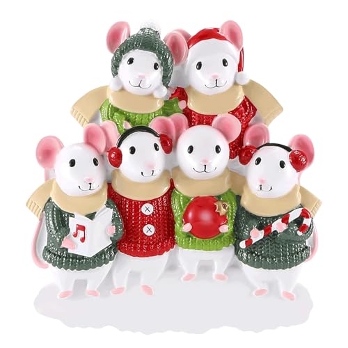 Personalized Family of 6 Mouse Sweater Ornament
