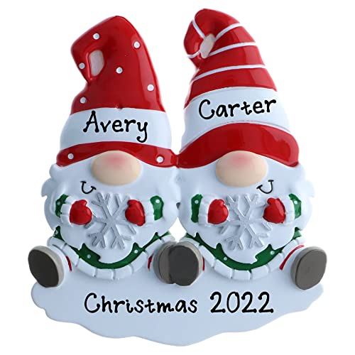 Personalized Gnomes Family of 2 Christmas Ornament